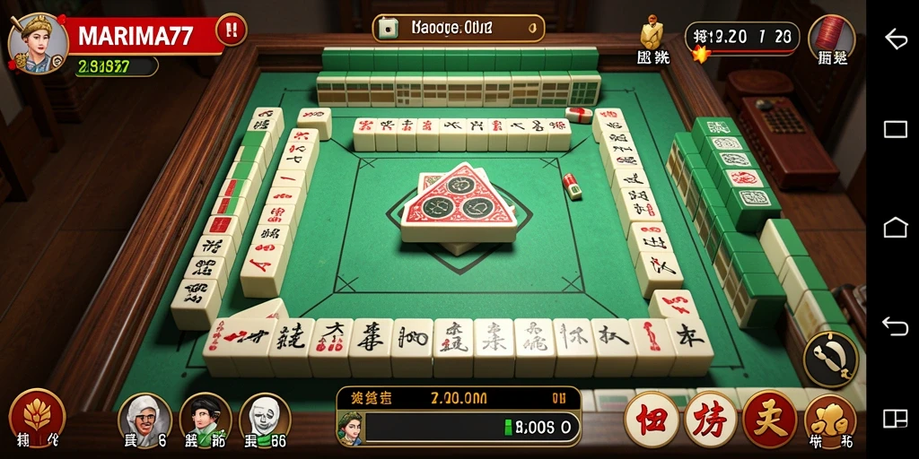 Tampilan gameplay menarik dari MARIMA77 dalam permainan Mahjong.