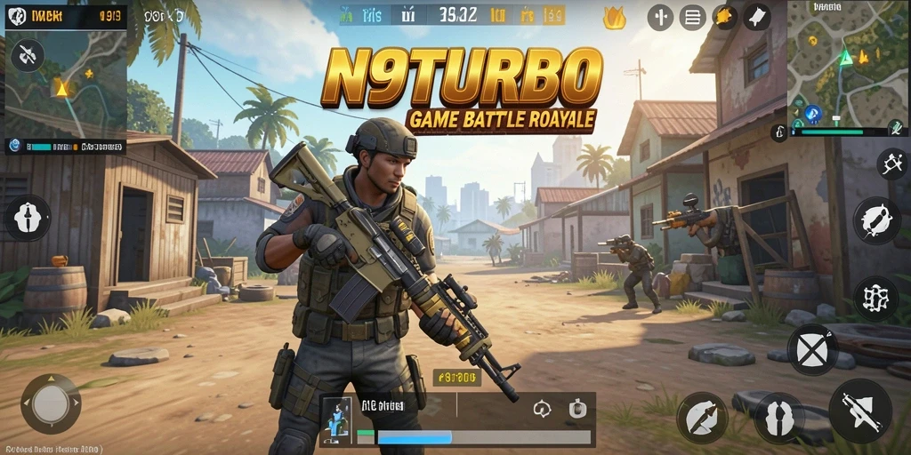 Tangkapan layar N9TURBO menampilkan intensitas pertarungan dalam game Battle Royale.